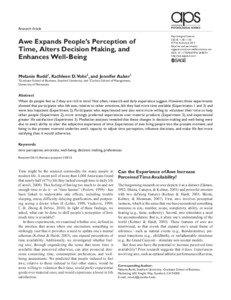 Research Article  Awe Expands People’s Perception of