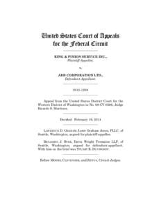 United States Court of Appeals for the Federal Circuit ______________________ RING & PINION SERVICE INC., Plaintiff-Appellee,