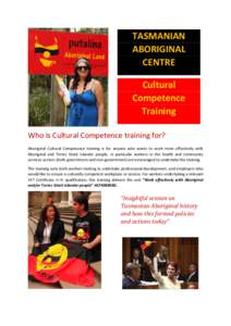 TASMANIAN ABORIGINAL CENTRE Cultural Competence Training