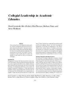 Collegial Leadership in Academic Libraries  233 Collegial Leadership in Academic Libraries