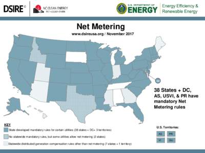 Net Metering www.dsireusa.org / November 2017 DC  38 States + DC,
