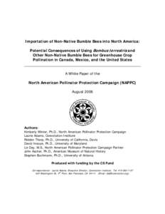 Commercial Importation of the Large Earth Bumblebee, Bombus terrestris:  History, Economics, and Potential Ecological Consequences of its Importation into North America