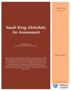 Viewpoints No. 68 Saudi King Abdullah: An Assessment David B. Ottaway