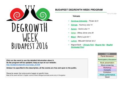 BUDAPEST DEGROWTH WEEK PROGRAM Top of the page Venues 