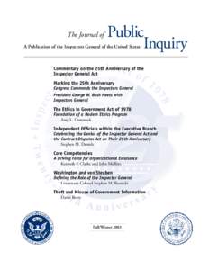The Journal of  Public Inquiry  A Publication of the Inspectors General of the United States