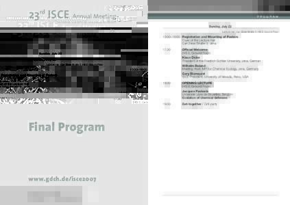 International Society of Chemical Ecology  23rd ISCE Annual Meeting PROGRAM