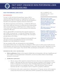 Fact Sheet:   Enhanced Non-Performing Loan Sale Guidelines