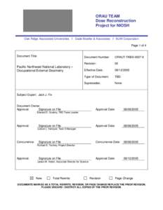 ORAU TEAM Dose Reconstruction Project for NIOSH Oak Ridge Associated Universities I Dade Moeller & Associates I MJW Corporation Page 1 of 4