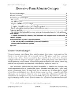 Extensive-Form Solution Concepts  Page 1 Extensive-Form Solution Concepts