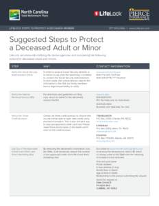 LIFELOCK STEPS TO PROTECT A DECEASED MEMBER | www.LifeLock.com Suggested Steps to Protect a Deceased Adult or Minor