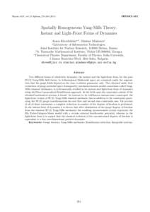 PHYSICS AUC  Physics AUC, vol. 21-Sp.Issue, Spatially Homogeneous Yang-Mills Theory: Instant and Light-Front Forms of Dynamics