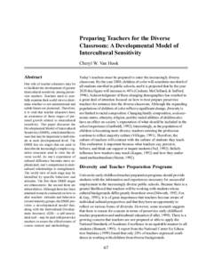 Preparing Teachers for the Diverse Classroom: A Devlopmental Model of Intercultural Sensitivity
