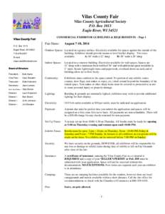 Vilas County Fair Vilas County Agricultural Society P.O. Box 1013 Eagle River, WICOMMERCIAL EXHIBITOR GUIDELINES & REQUIREMENTS – Page 1