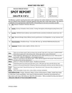 WHAT DID YOU SEE? American Redoubt Partisan SPOT REPORT (SALUTE & 5 W’s)