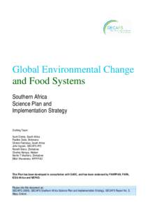 Global Environmental Change and Food Systems Southern Africa Science Plan and Implementation Strategy