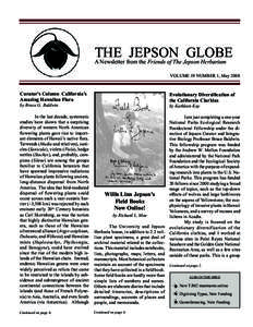 THE JEPSON GLOBE A Newsletter from the Friends of The Jepson Herbarium VOLUME 19 NUMBER 1, May 2008