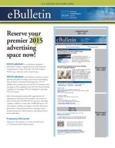 U.S. EDITION 2015 RATE CARD  Reserve your premier 2015 advertising space now!