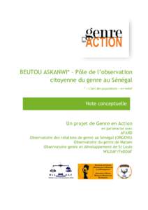 BEUTOU ASKANWI* – Pôle de l’observation citoyenne du genre au Sénégal * « L’œil des populations » en wolof Note conceptuelle