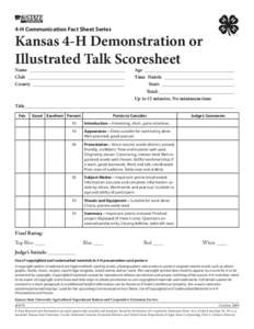 4-H Communication Fact Sheet Series  Kansas 4-H Demonstration or Illustrated Talk Scoresheet  Name _ ______________________________________