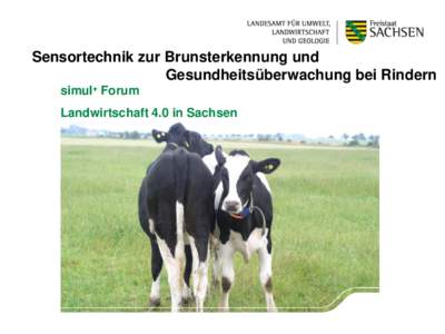 Sensortechnik zur Brunsterkennung und Gesundheitsüberwachung bei Rindern simul+ Forum Landwirtschaft 4.0 in Sachsen  Was wollen wir erfahren?