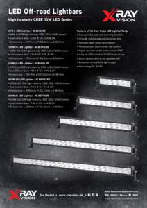LED Off-road Lightbars High Intensity CREE 10W LED Series 60W 6 LED Lightbar - DLB610LED • 60W: 6x 10W high intensity CREE LEDslumen) • Low current draw: 4.26A @ 12V, 2.1A @ 24V • Dimensions: L 347.7mm x H 1