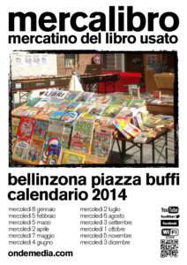 mercalibro mercatino del libro usato bellinzona piazza buffi calendario 2014 mercoledì 8 gennaio