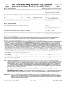 2007 Real Estate Withholding Installment Sale Agreement