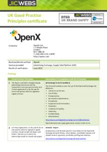 UK Good Practice Principles certificate Company:  OpenX Ltd