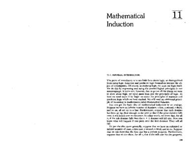 Mathematical Induction[removed]INFORMAL INTRODUCTION  The point of metatheory is to establish facts about logic, as distinguished