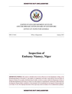 Inspection of Embassy Niamey, Niger