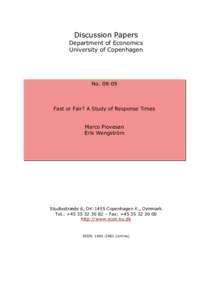 Discussion Papers Department of Economics University of Copenhagen No