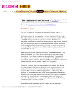 Wired News: The Great Library of Amazonia  The Great Library of Amazonia By Gary Wolf