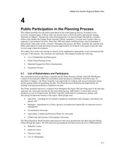 Middle Rio Grande Regional Water Plan  4 Public Participation in the Planning Process This chapter describes how the public participated in the water planning process, including events, activities, and participants. It s