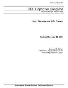 Iraq:  Summary of U.S. Forces