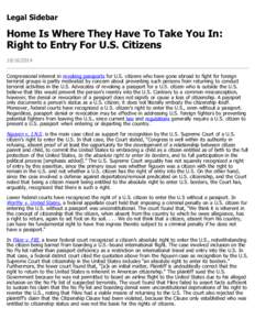 Home Is Where They Have To Take You In: Right to Entry For U.S. Citizens