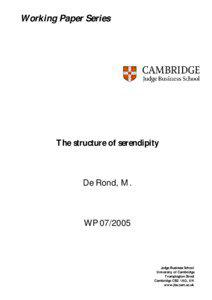 Working Paper Series  The structure of serendipity