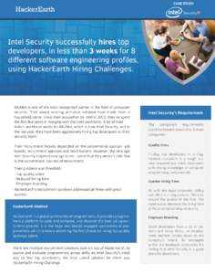 CASE STUDY  HackerEarth Intel Security successfully hires top developers, in less than 3 weeks for 8