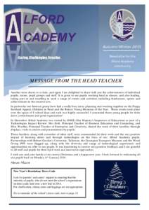 Autumn/Winter 2013 Newsletter for the Alford Academy