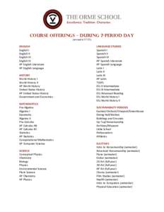 Course Offerings – During 7-period day (revisedENGLISH English I English II