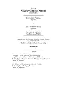 IN THE  ARIZONA COURT OF APPEALS DIVISION TWO THE STATE OF ARIZONA, Appellee,