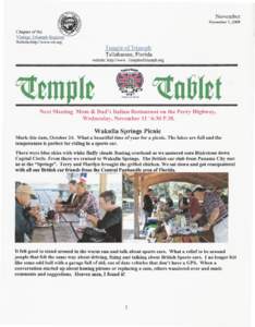 November November 7,2009 Temple of Triumph Tallahassee, Florida website: http://www.Templeoftriumph.org