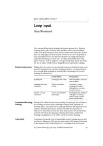 key concepts in elt  Loop input Tessa Woodward  The concept of loop input has gradually gained ground in EL Teacher
