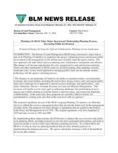 Planning 2.0: BLM Takes Major Step toward Modernizing Planning Process