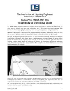 The Institution of Lighting Engineers Email  Website www.ile.org.uk  GUIDANCE NOTES FOR THE