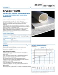 INFORMATIE BLAD Cryogel® x201 FLEXIBELE ISOLATIE VOOR TOEPASSINGEN ONDER DE OMGEVINGSTEMPERATUUR EN CRYOGENE