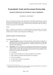 Text of the proposal on Investment - TTIP negotiations