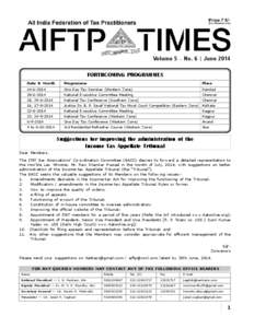 AIFTP TIMES  J u n e , [removed]Volume 5 - No. 6 | June 2014