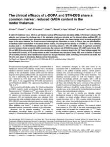 The clinical efficacy of L-DOPA and STN-DBS share a common marker: reduced GABA content in the motor thalamus