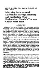 BONNIE G. COLBY, Ph.D., MARK A. McGINNIS, and KEN A. RAIT* Mitigating Environmental Externalities Through Voluntary and Involuntary Water