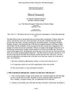 Moral Insanity Text by Charles G. Finney from 